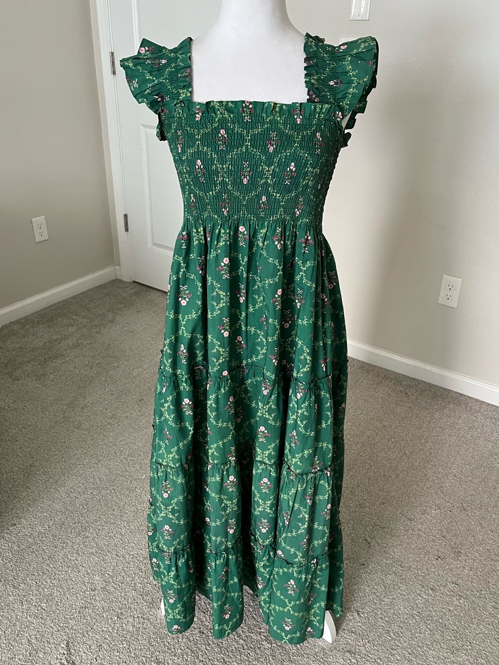 Like New Hill House Ellie Nap Dress in Emerald Trellis Size XS